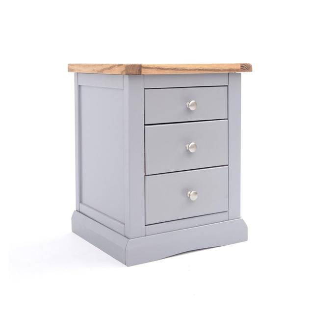 Milian 3 Drawer Bedside Table Marlow Home Co. Colour: Grey/Chrome on Productcaster.