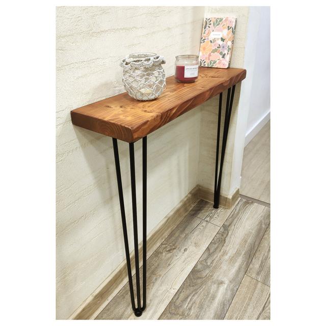 Rustic Console Table Radiator 145Mm Hairpin 3R 860Mm Teak Alpen Home Size: 75.6cm H x 60cm W x 22.5cm D, Table Top Colour: Teak on Productcaster.