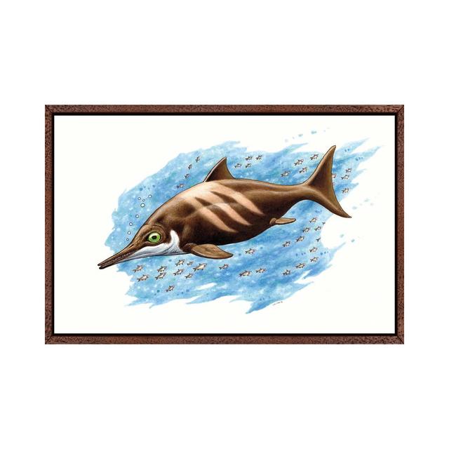 Ichthyosaurus auf weißem Hintergrund von Esther Van Hulsen - Galerie-verpackte Leinwand Giclée Beachcrest Home Format: Klassischer Holzrahmen, Größe: on Productcaster.