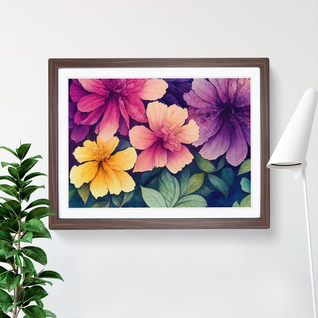 Watercolour Flowers - Picture Frame Graphic Art 17 Stories Frame Colour: Walnut Framed, Size: 34cm H x 46cm W x 2cm D on Productcaster.