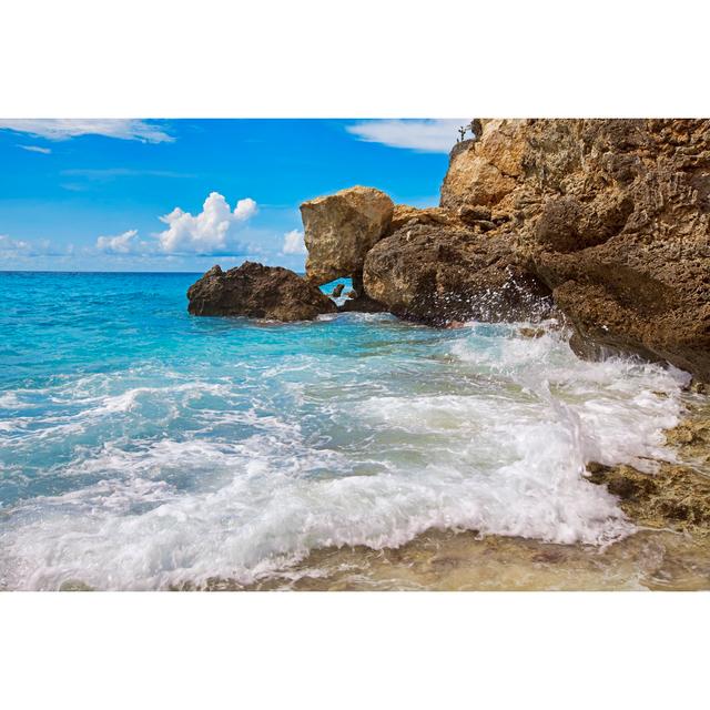 Clapp Turquoise Curacao - Wrapped Canvas Photograph House of Hampton Size: 30cm H x 46cm W x 3.8cm D on Productcaster.