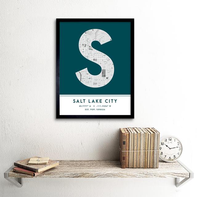 Salt Lake City City Map Salt Lake City Teal by Wee Blue Coo - Single Picture Frame Typography Wee Blue Coo on Productcaster.