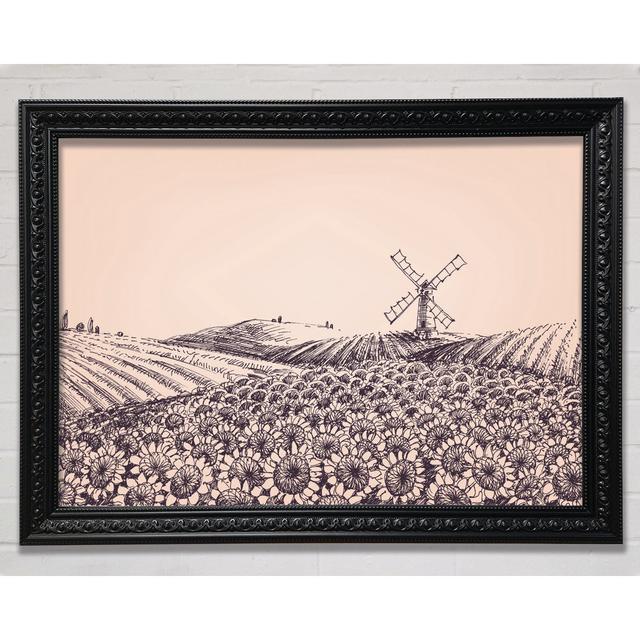 Sunflower Windmill - Single Picture Frame Art Prints Bright Star Size: 100cm H x 141.4cm W on Productcaster.