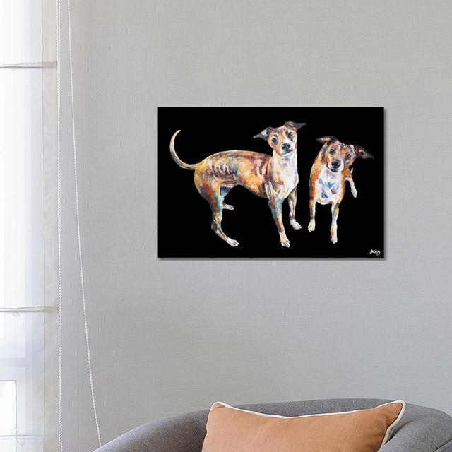 Paco & Rico, Black Background by Becksy - Wrapped Canvas Print Rosalind Wheeler Size: 45.72cm H x 66.04cm W x 1.91cm D on Productcaster.