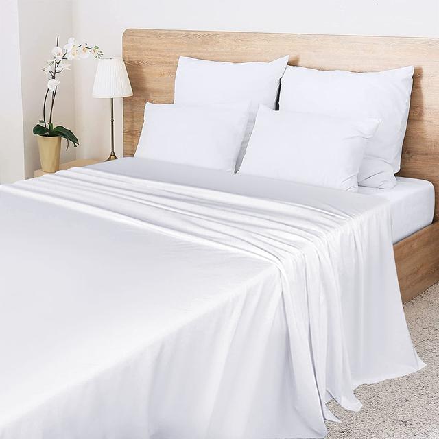 Anthonyson Egyptian Cotton Brushed Flat Sheet Set White Noise Size: Super King (6') on Productcaster.