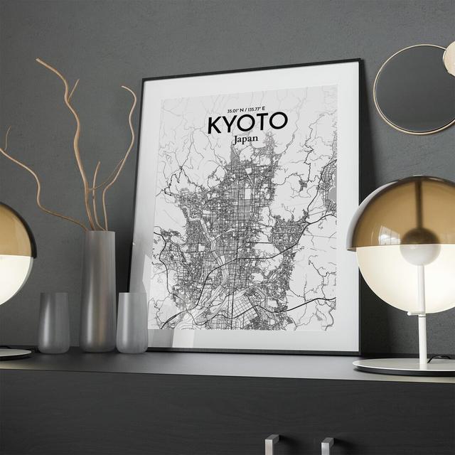 Kyoto City Map in Tones - Unframed Graphic Art Borough Wharf Size: 24cm H x 18cm W x 0.05cm D on Productcaster.