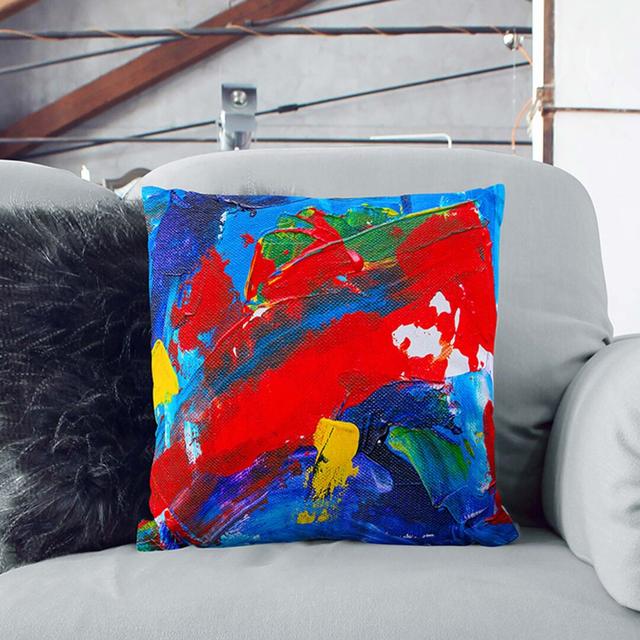 Abstract Art Painting Vol.312 by S.Johnson Cushion with Filling East Urban Home Size: 55 x 55 cm on Productcaster.