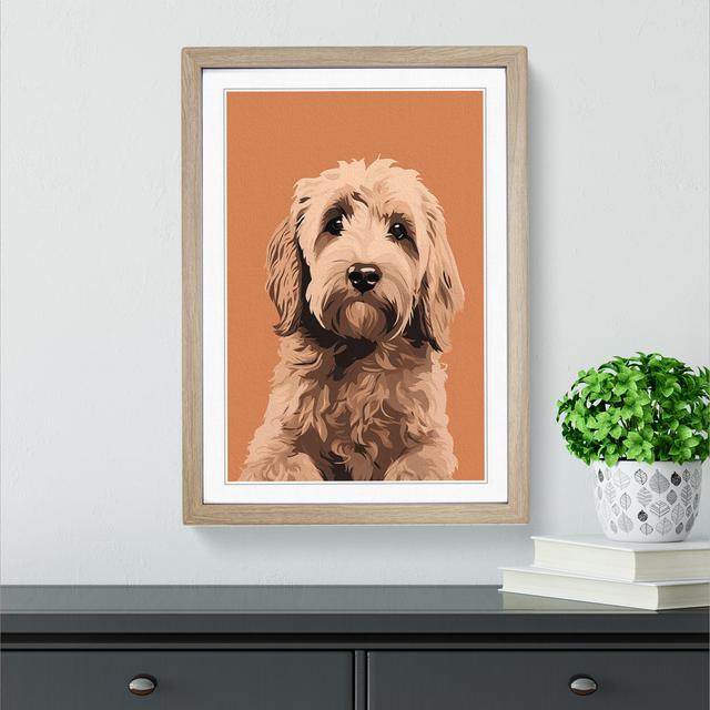 Labradoodle Minimalism No.2 - Single Picture Frame Print on Wood Marlow Home Co. Size: 46cm H x 34cm W x 2cm D, Format: Oak Framed on Productcaster.