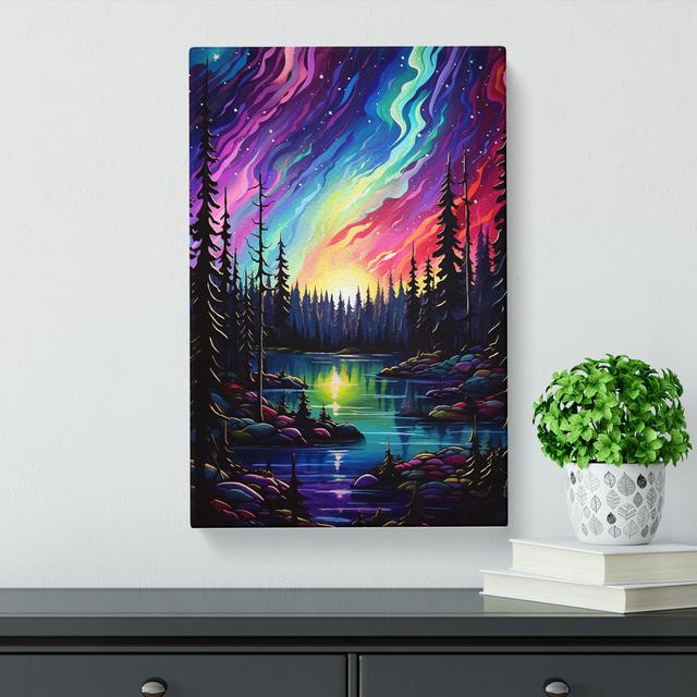 Aurora Borealis Tachisme - Wrapped Canvas Art Prints Alpen Home Size: 76cm H x 50cm W x 3cm D on Productcaster.