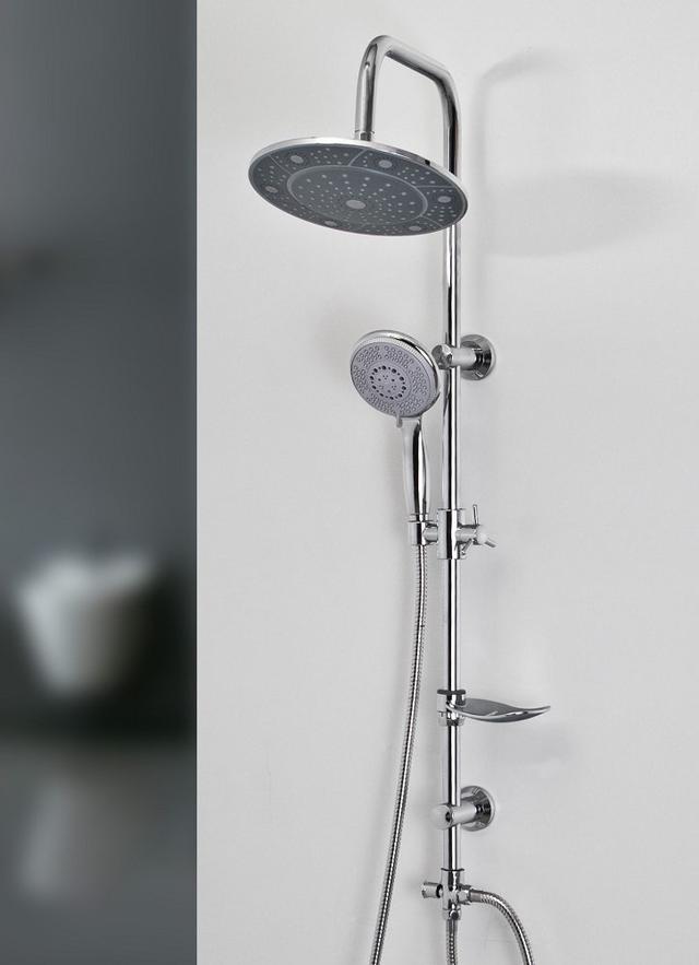 Exposed Mixer Shower with Handheld Shower Head and Fixed Shower Head Invena on Productcaster.