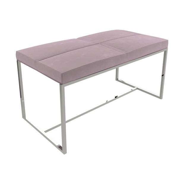 Euclid Dressing Table Stool Canora Grey Frame Colour: Polished, Seat Colour: Blush Pink on Productcaster.