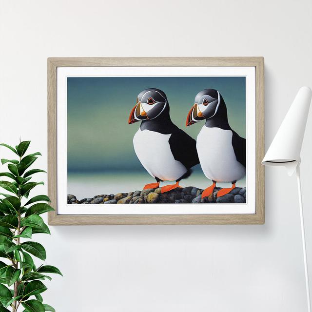 Puffin Birds Vol.3 House of Hampton Size: 46cm H x 64cm W x 2cm D, Frame Colour: Oak Framed on Productcaster.