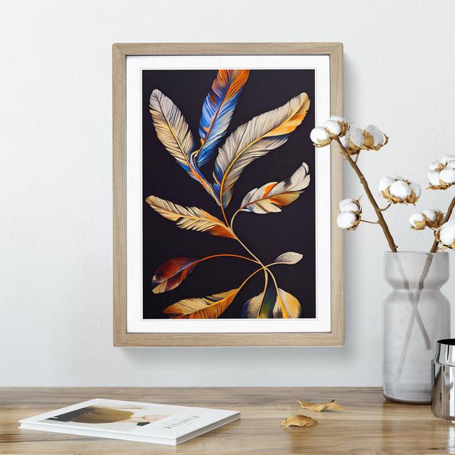 Riveting Feathers - Picture Frame Graphic Art Latitude Vive Size: 46cm H x 34cm W x 2cm D, Frame Colour: Oak Framed on Productcaster.