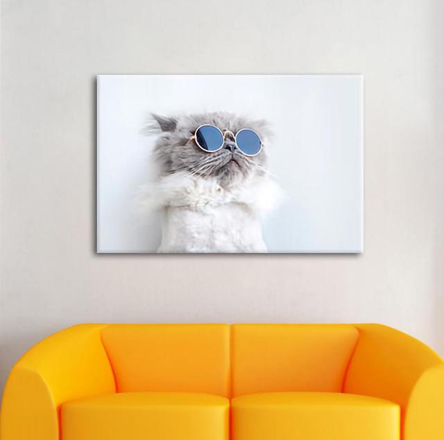 Leinwandbild Cool Cat with Round Sunglasses ModernMoments Maße: 70 cm H x 100 cm B x 1,8 cm T on Productcaster.