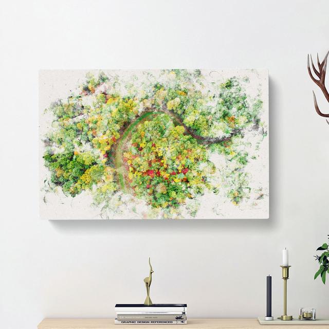 Road Through the Forest Watercolour - Wrapped Canvas Graphic Art Print East Urban Home Size: 50cm H x 76cm W x 3cm D on Productcaster.