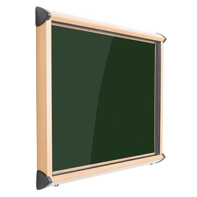 Shield Wood Effect Exterior Showcases Wall Mounted Bulletin Board Symple Stuff Size: 57.5cm H x 71.2cm W, Colour: Bottle Green on Productcaster.