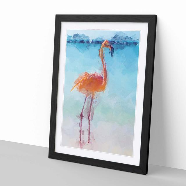 Lone Flamingo in Abstract - Picture Frame Graphic Art Print East Urban Home Size: 91cm H x 60cm W x 2cm D, Frame Option: Black on Productcaster.