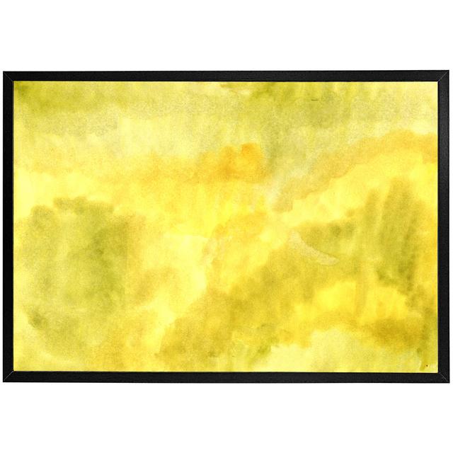 Arve Yellow Watercolour - Single Picture Frame Art Prints Metro Lane Size: 31cm H x 46cm W x 4cm D, Frame Colour: Brown on Productcaster.