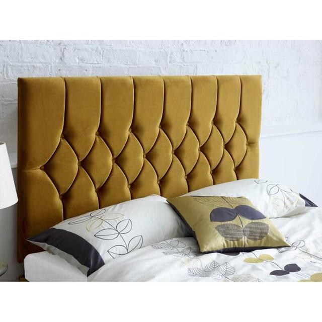 Linda Upholstered Headboard Etta Avenue Size: Kingsize (5'), Colour: Turmeric on Productcaster.