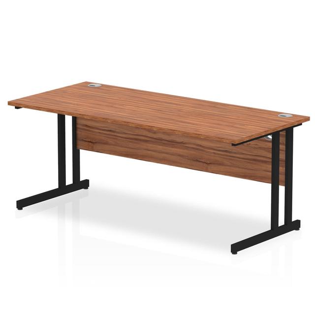 Impulse 180 Cm W Rectangular Computer Desk Inbox Zero Frame Colour: Black, Size: 73cm H x 180cm W x 80cm D, Top Colour: Walnut on Productcaster.