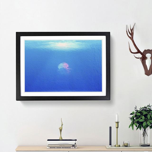 Jellyfish in Pink & Blue with Sunlight - Picture Frame Painting Print East Urban Home Frame Option: Black Framed, Size: 27cm H x 36cm W x 2cm D on Productcaster.