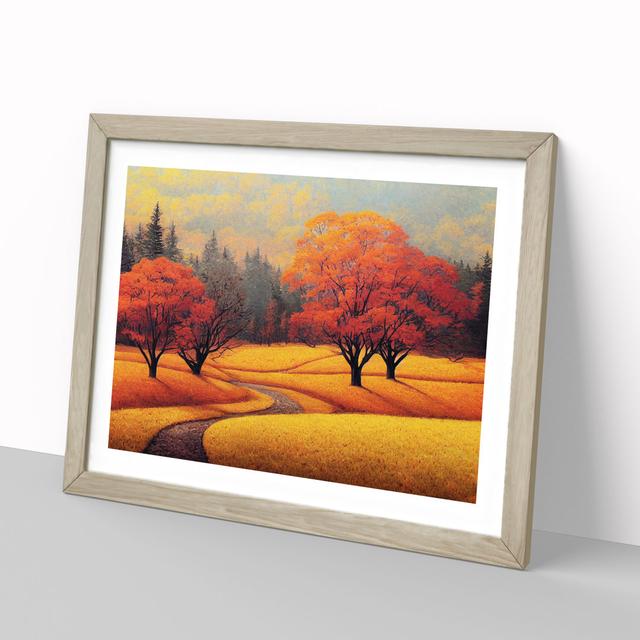 View of an Autumn Forest Vol.2 - Picture Frame Painting Marlow Home Co. Size: 34cm H x 46cm W x 2cm D, Frame Colour: Oak on Productcaster.