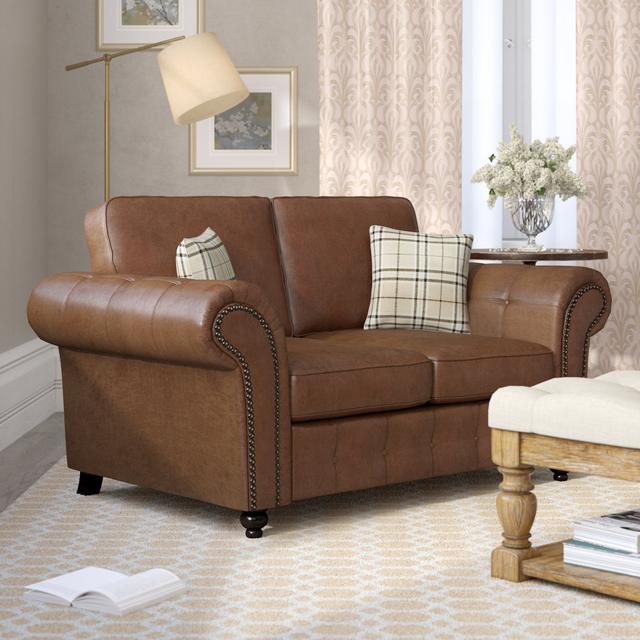 Bodnar 2 Seater Upholstered Loveseat Three Posts Upholstery Colour: Brown on Productcaster.