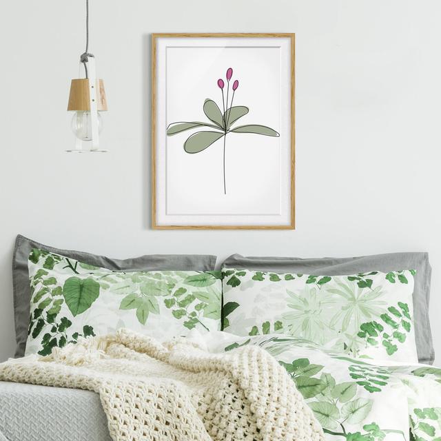 Water Lily Line Art - Picture Frame Graphic Art Rosalind Wheeler Size: 40cm H x 30cm W x 2cm D, Frame Option: Brown on Productcaster.