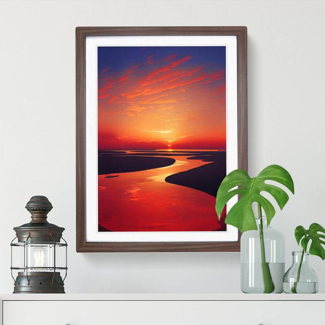 Splendid Sunset - Picture Frame Graphic Art House of Hampton Size: 46cm H x 34cm W x 2cm D, Format: Walnut on Productcaster.