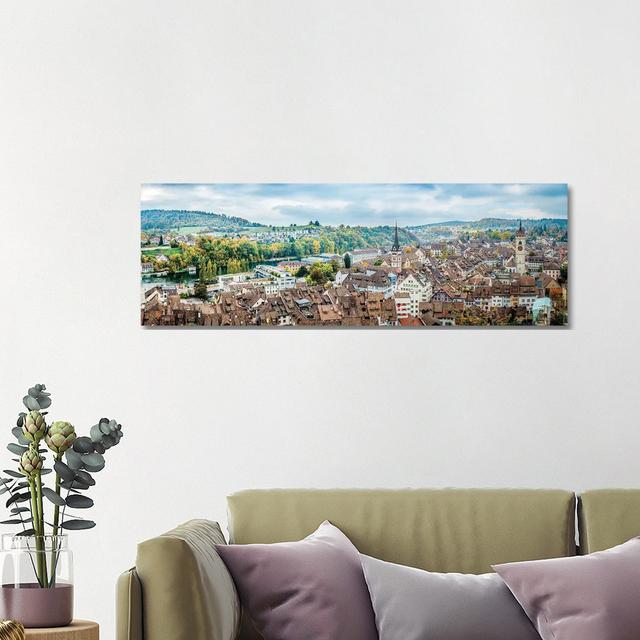 Panorama Of City In Switzerland by Nik Rave - Wrapped Canvas Panoramic Gallery-Wrapped Canvas Giclée Brayden Studio Size: 40.64cm H x 121.92cm W on Productcaster.