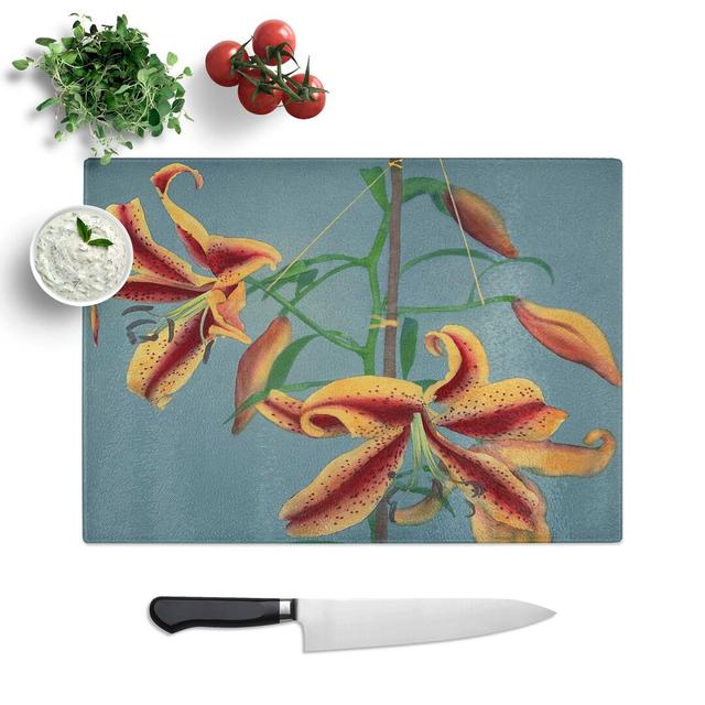 Tempered Glass Lilies by Kazumasa Ogawa Chopping Board East Urban Home Size: 39 cm W x 28.5 cm L on Productcaster.