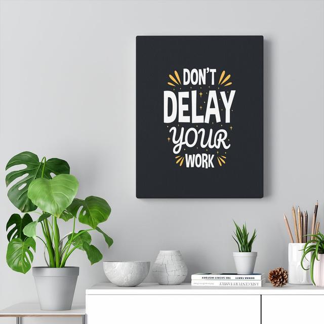 Don't Delay Your Work - Wrapped Canvas Print Blue Elephant on Productcaster.