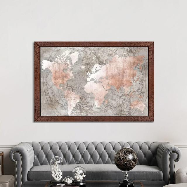 Celestial World Map by Isabelle Z - Print on Canvas Willa Arlo Interiors Frame Option: Brown Framed, Size: 101.6cm H x 152.4cm W x 3.81cm D on Productcaster.