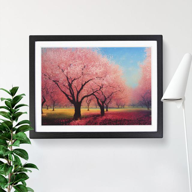 Bright Cherry Blossom Trees - Single Picture Frame Print Marlow Home Co. Frame Colour: Black Framed, Size: 25cm H x 34cm W x 2cm D on Productcaster.