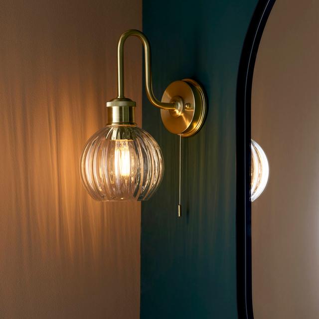 Lathrop 1 - Satin Brushed Gold Plate Barn Light Longshore Tides on Productcaster.