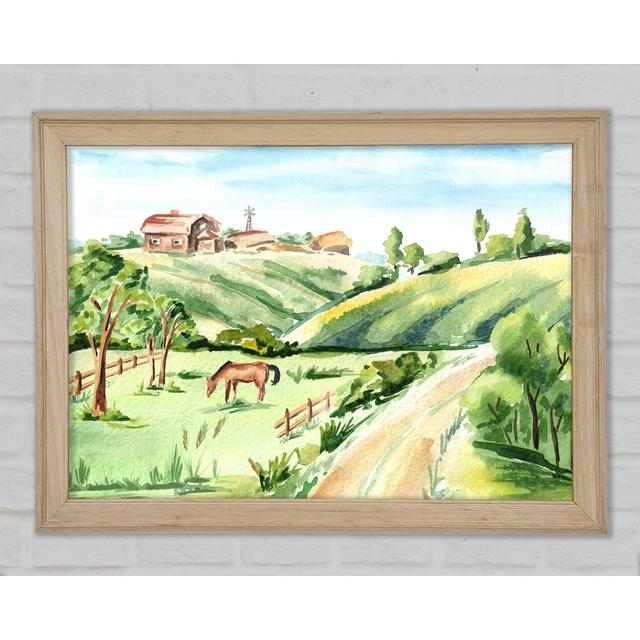 Horses In A Farm - Print Union Rustic Size: 42cm H x 59.7cm W on Productcaster.