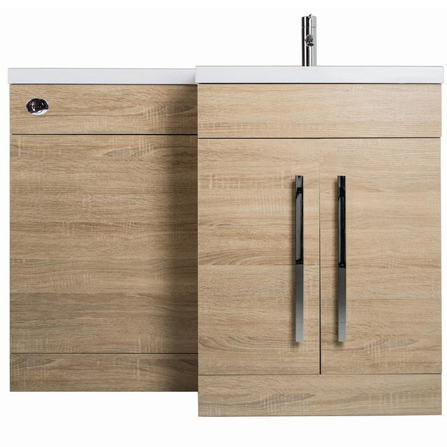 Buhler 1100mm Single Bathroom Vanity with Polyglomerate Basin Latitude Run Vanity Unit Colour: Oak on Productcaster.