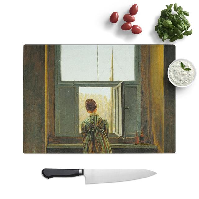 Woman at the Window by Caspar David Friedrich Chopping Board East Urban Home Size: 0.4cm H x 20cm W x 28.5cm L on Productcaster.