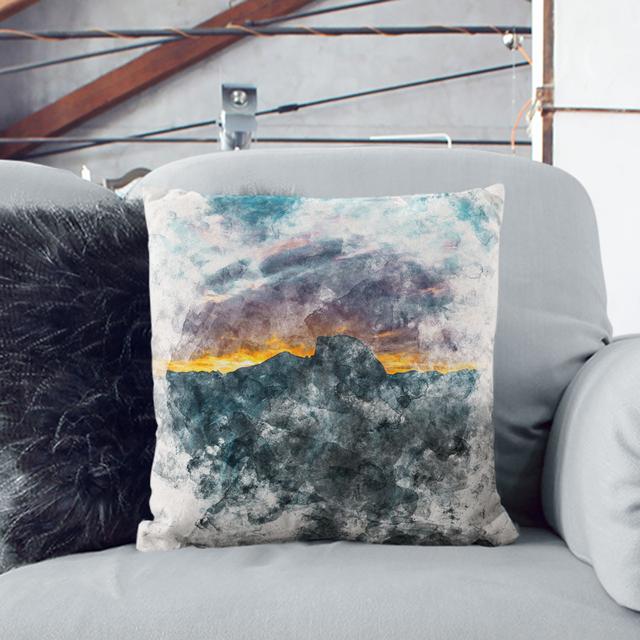 Mountains in California Watercolour Cushion with Filling East Urban Home Size: 40cm H x 40cm W x 15cm D, Backing Colour: Stone on Productcaster.