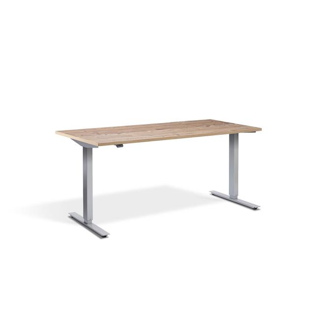 Aarifah Height Adjustable Standing Desk 17 Stories Top Colour: Timber, Size: 70cm H x 160cm W x 80cm D, Frame Colour: Silver on Productcaster.