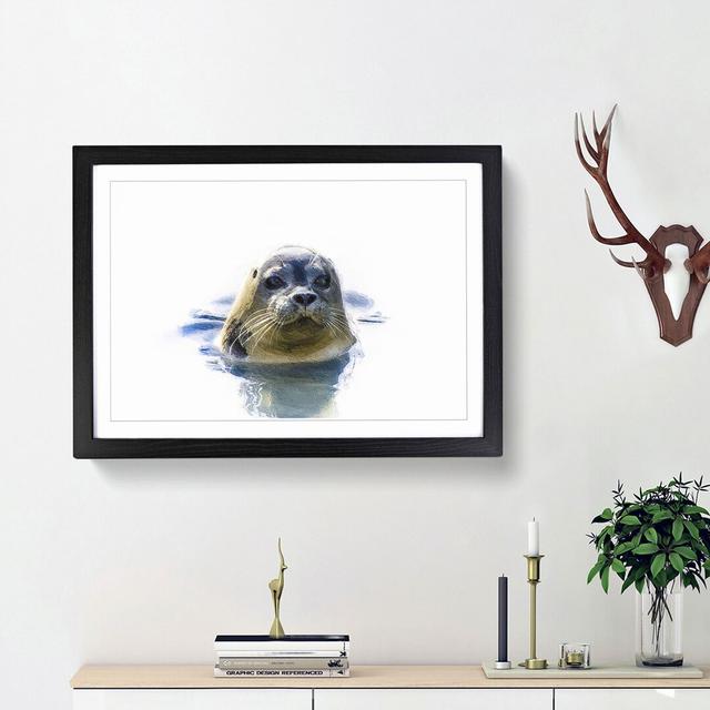 Grey Seal - Picture Frame Painting Print East Urban Home Frame Option: Black Framed, Size: 36cm H x 48cm W x 2cm D on Productcaster.