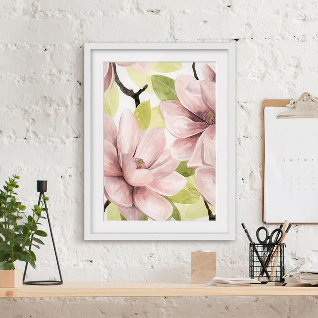 Magnolia Blushes II - Picture Frame Painting Rosalind Wheeler Size: 100cm H x 70cm W x 2cm D, Frame Option: White on Productcaster.