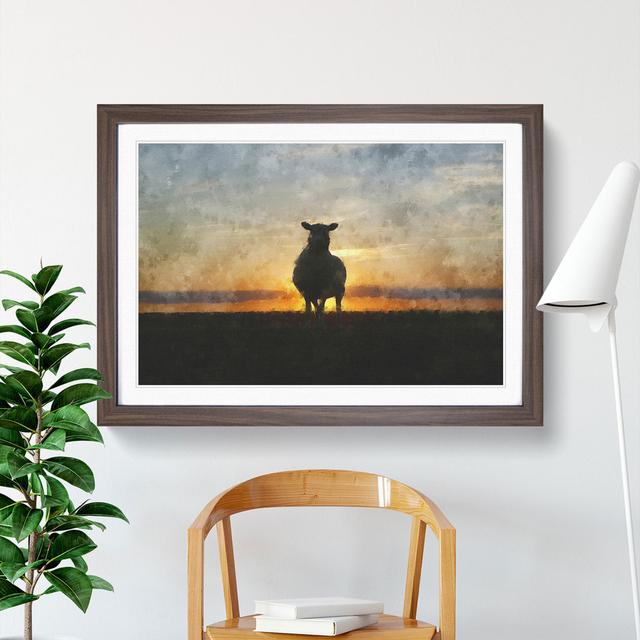 Sunset and Sheep - Picture Frame Painting East Urban Home Frame Option: Walnut Framed, Size: 36cm H x 48cm W x 2cm D on Productcaster.