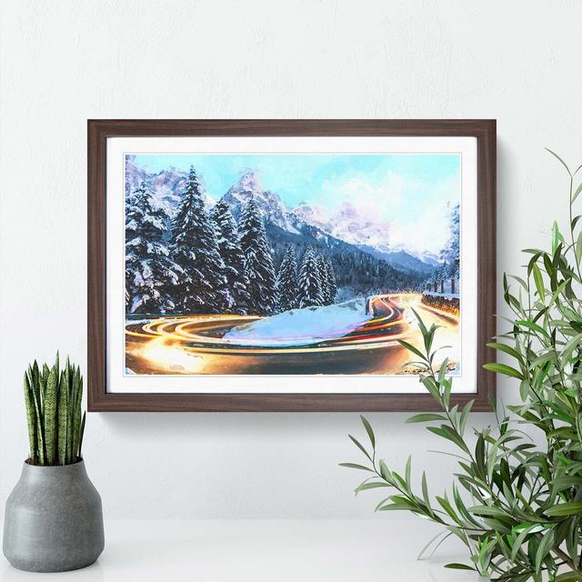 Road by the Mountains in Abstract - Picture Frame Graphic Art Print East Urban Home Size: 50cm H x 76cm W x 2cm D, Frame Option: Walnut on Productcaster.