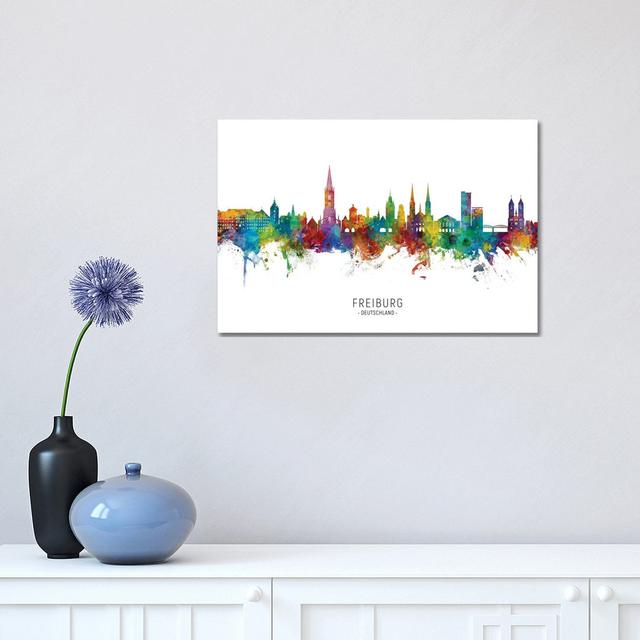 Freiburg Deutschland Skyline City Name by Michael Tompsett - Wrapped Canvas Gallery-Wrapped Canvas Giclée Latitude Run Size: 30.48cm H x 45.72cm W x 1 on Productcaster.