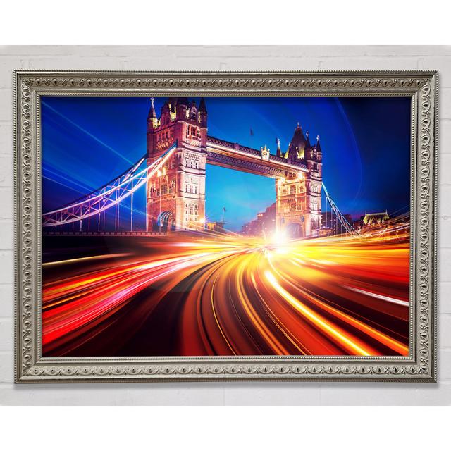 Gerahmtes Leinwandbild Tower Bridge Speed Of Light 2 Gerahmter Druck ModernMoments Format: Poster mit silberfarbenem Rahmen, Größe: 59,7 cm H x 84,1 c on Productcaster.