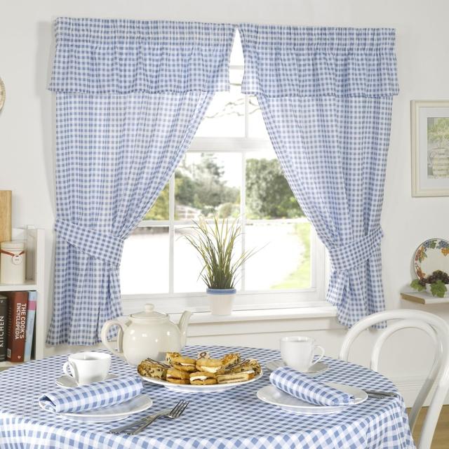 Molly 116cm Kitchen Curtain Etta Avenue Colour: Blue, Size: Width 116x Drop 137cm on Productcaster.