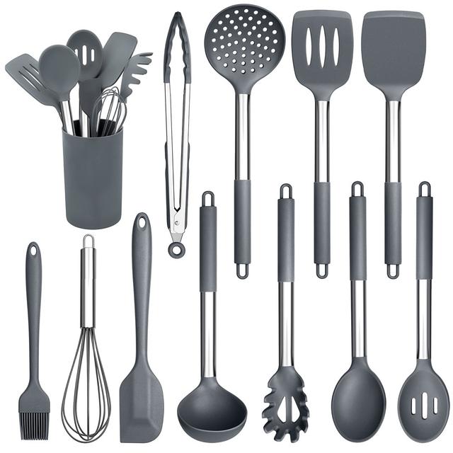 Kitchen Utensils Set, 12 Pieces Silicone Cooking Utensils With Stainless Steel Handle, Heat Resistant Cooking Tools Turner Spoon Spatula Set With Hold on Productcaster.