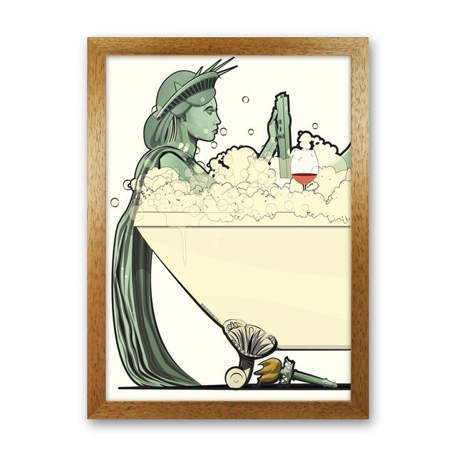 Statue of Liberty bath - Graphic Art Print on Paper Maturi Frame Option: Oak Framed, Size: 30cm H x 21cm W x 3cm D on Productcaster.