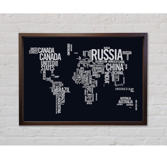 World Map Typography - Single Picture Frame Art Prints on Canvas Bright Star Size: 59.7cm H x 84.1cm W x 3.3cm D on Productcaster.